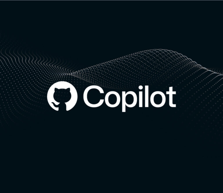Tumma tausta, jossa on GitHub Copilotin logo.