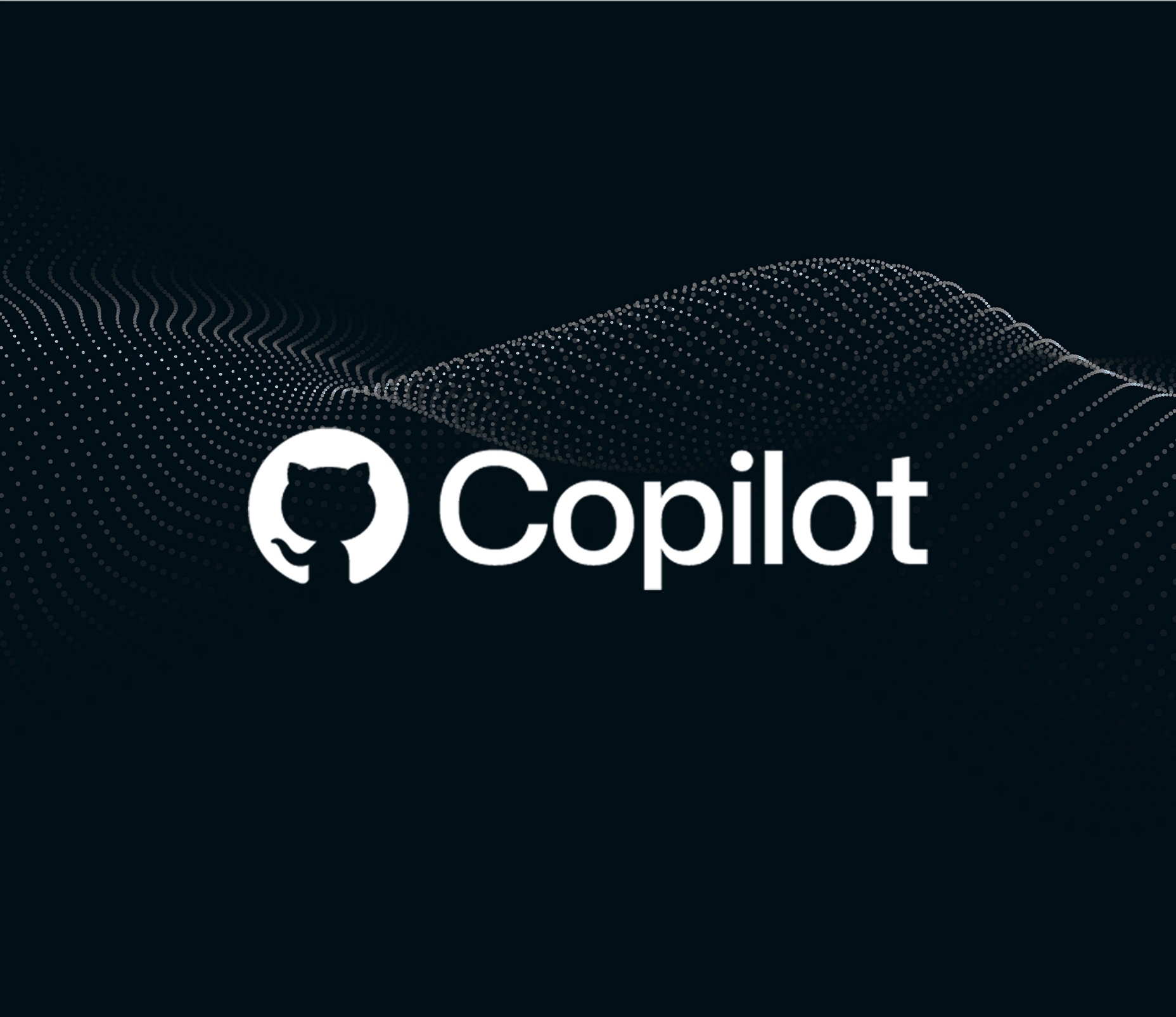 Tumma tausta, jossa on GitHub Copilotin logo.